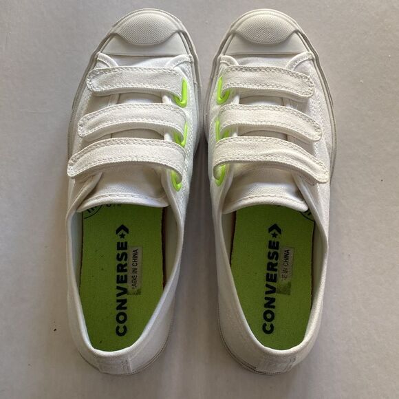 CONVERSE Jack Purcell Velcro Strap White Canvas Sneakers Men’s Sz 8/Women’s 9.5 - Picture 1 of 9